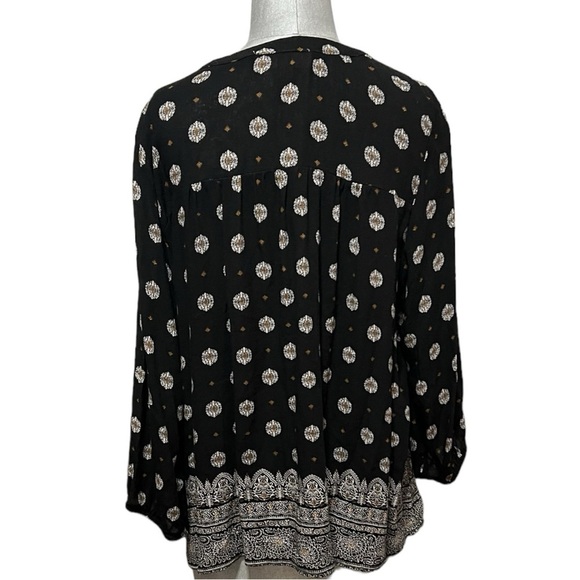 Nurture by Westbound 3/4 Sleeve Embroidered Boho Notch Collar Top Size L - Picture 4 of 10